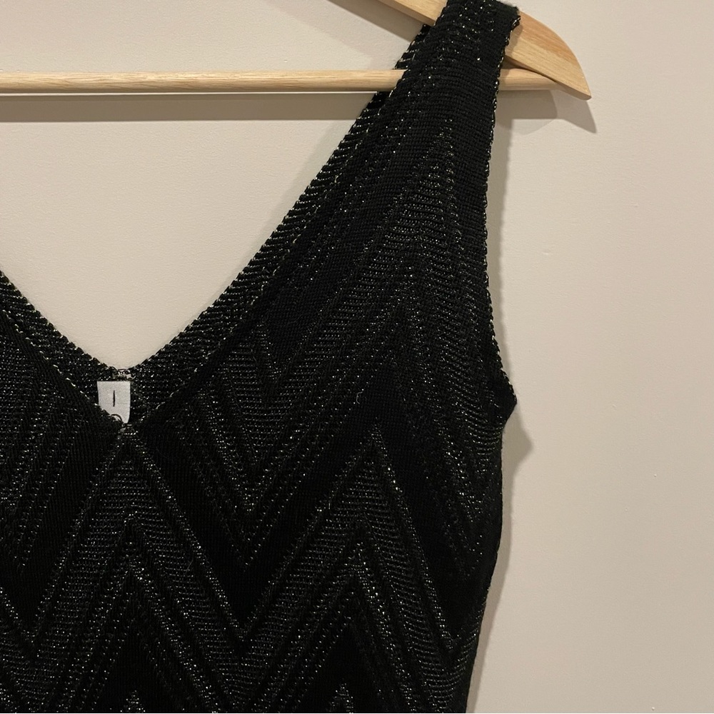 Black Knitted Dress with Gold Detail